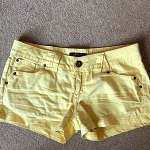 Yellow denim shorts